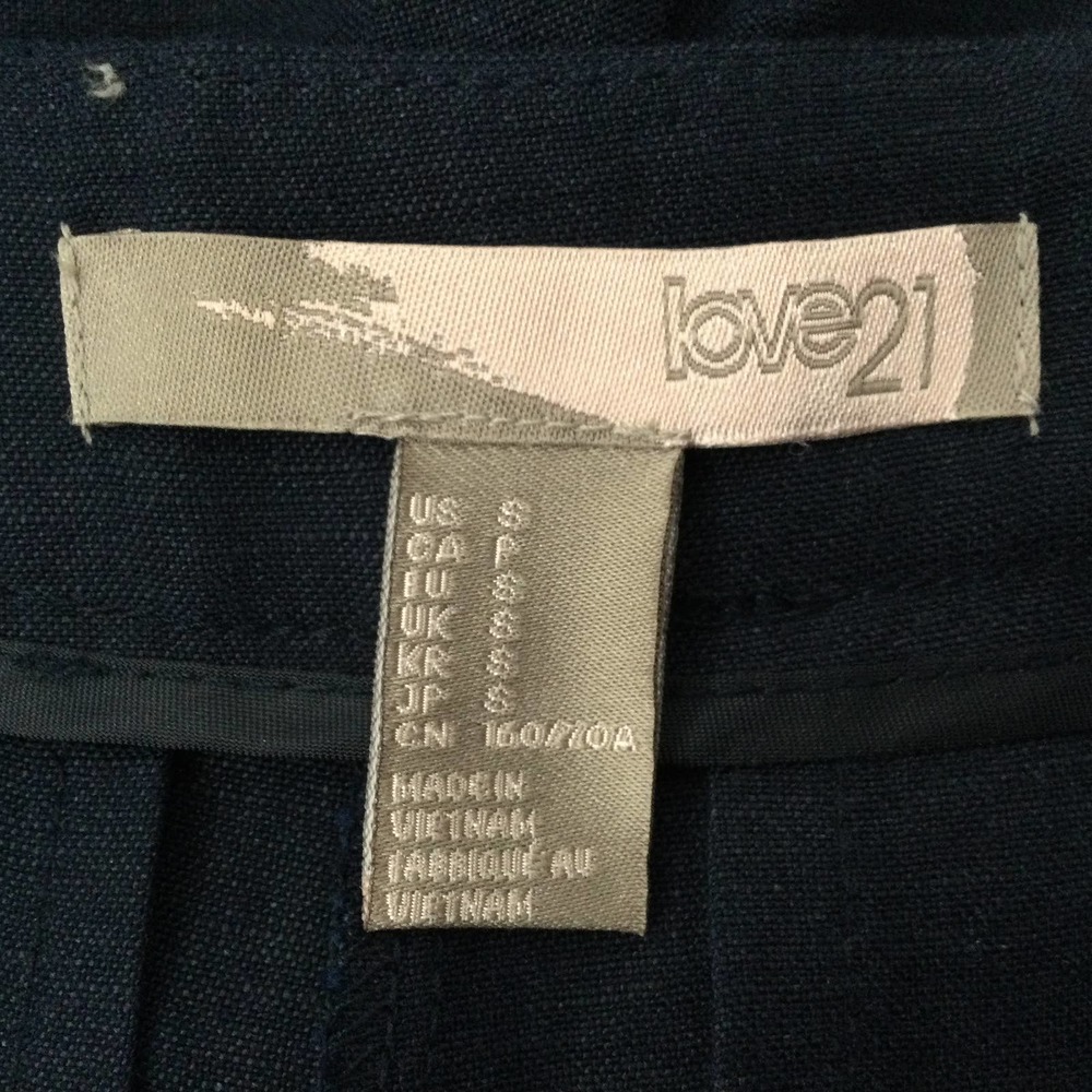 Linen Blend Pants Forever 21 Navy Blue Ankle S - Picture 4 of 6